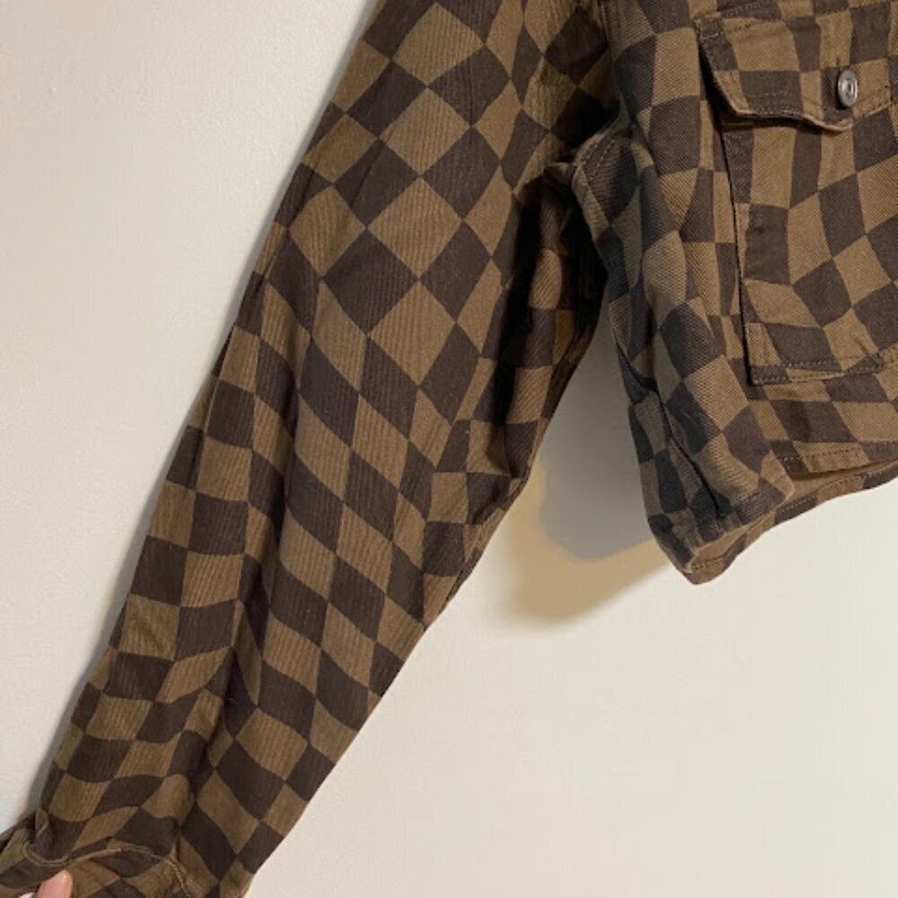 DIVIDED H&M Brown Checkerboard Women's High Waisted Jeans Size 10 - Picture 6 of 16